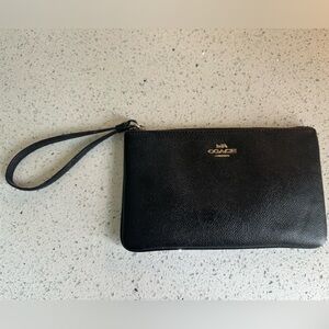 Black Leather Coach Wristlet